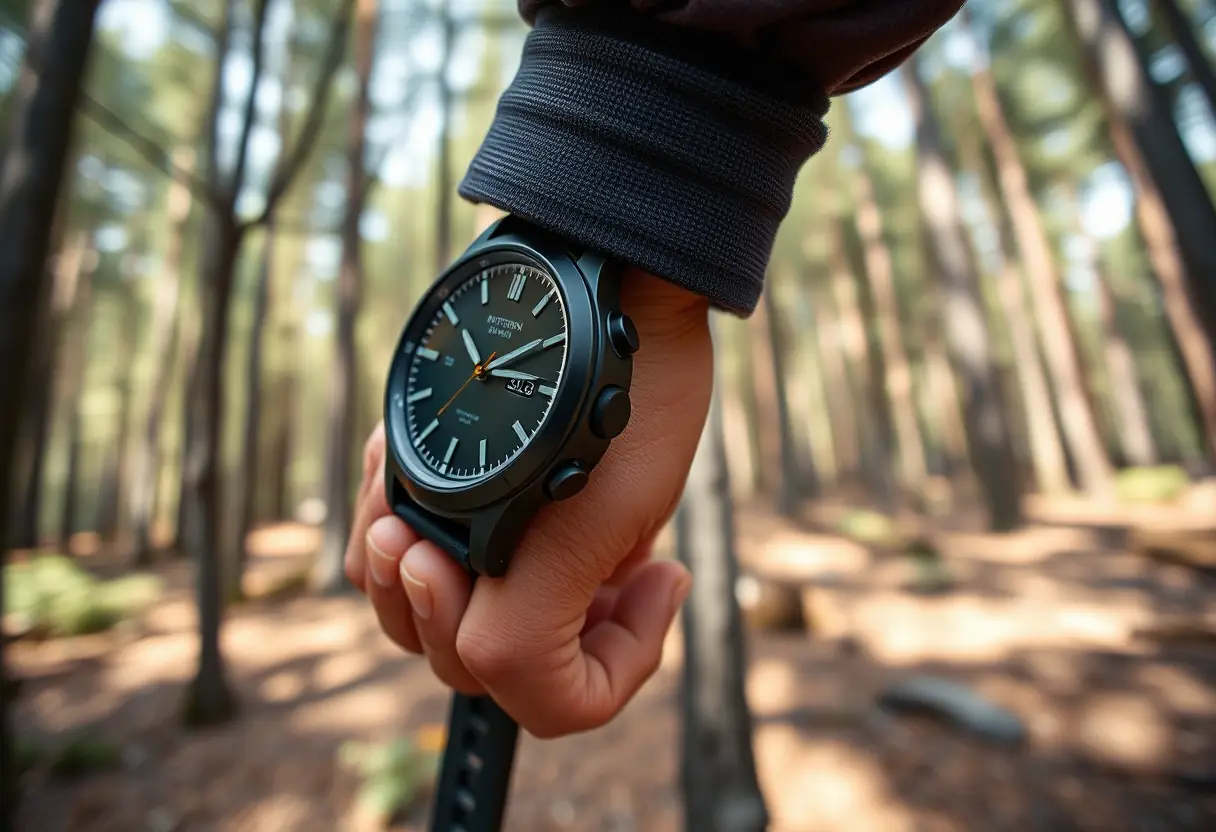 Une main ajustant un bracelet en caoutchouc renforcé